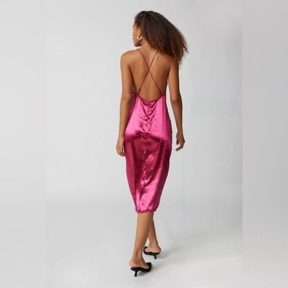 Urban Outfitters Red Slip Dress Spaghetti Strap V-Neck - Picture 7 of 8